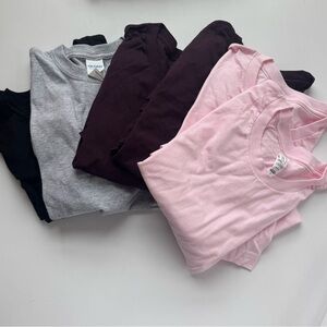 6 Small T-Shirts Black, Gray, Light Pink, Maroon